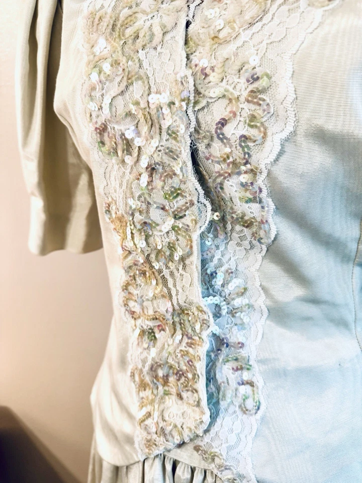 Vintage Jessica McClintock Wedding Skirt Suit Set Ivory Lace Sz 12 - Image 2 of 4