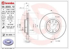 BREMBO 09.8303.11 Brake Disc for CITROËN,PEUGEOT,PEUGEOT (DF-PSA)