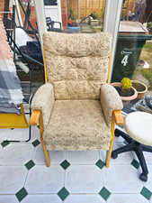 2 Beige Floral Fabric Upholstered Armchair, Light Wood Frame, Padded Seat/Back