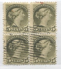 QV Small Queen 1876 5 cents block of 4 used