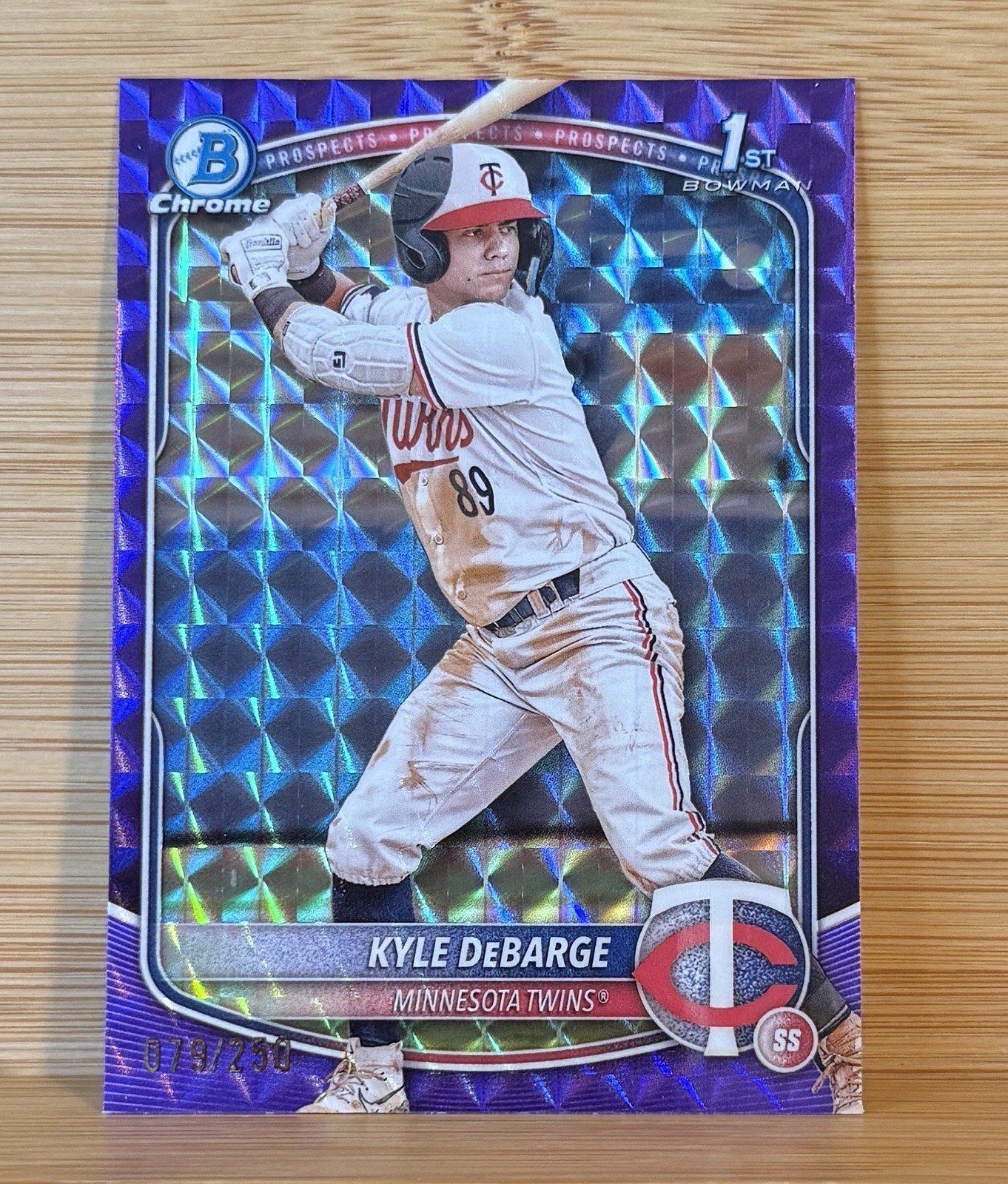 KYLE DEBARGE 2025 BOWMAN CHROME 1ST PURPLE GEOMETRIC TWINS 79/250