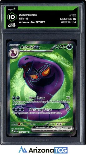Pokemon 2023 Arbok ex 185/165 SR Scarlet & Violet 151 GEM MINT DEGREE 10