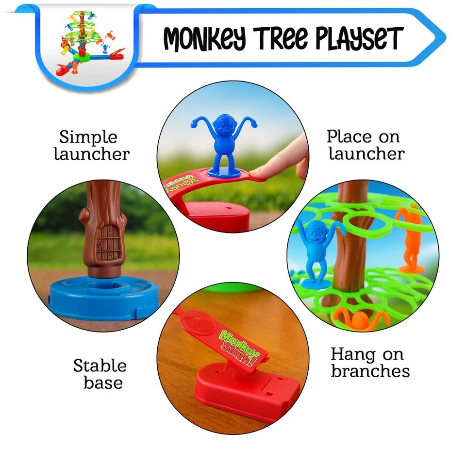 Kids Playset Jumping Monkey Tree Family Board Game Educational Toy 1-3 Players - Image 4 of 4