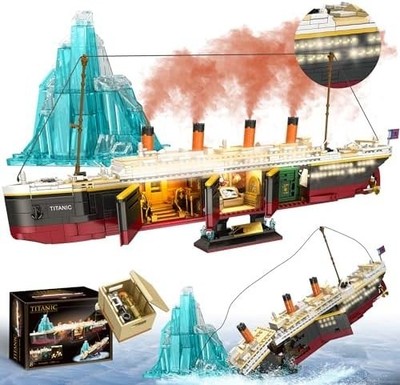 Titanic Building Blocks Set 2288 Piece Large Ship Model with Light Strip Gift 