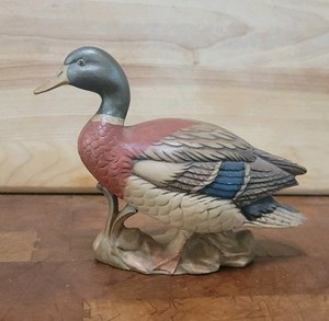 Stunning Hand Painted  Ceramic Pottery Mallard Duck Figurine.