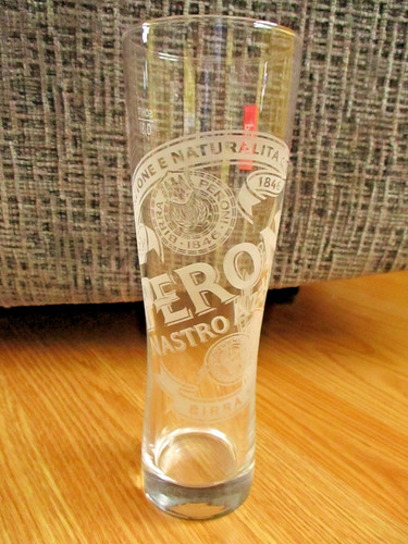 Peroni Nastro Azzurro Birra Superiore Etched Pilsner Tall Beer Glass