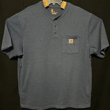 Carhartt Lot Of 2 Short Sleeved Henley T-shirts XL Blue And Gray Original Fit