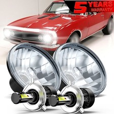 7 Inch Led Glass Headlight Round Original Classic Look Conversion Chrome Pair 7 Inch Led Glass Headlight Round Original Classic Look Conversion Chrome Pair