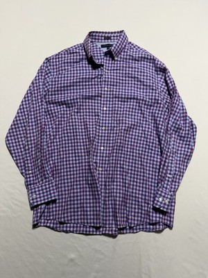 Tommy Hilfiger 17 Regular Fit Button Down Shirt Purple Blue Check 34-35 Mens