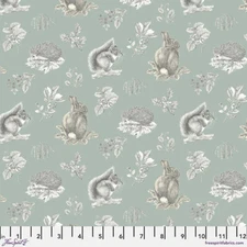Free Spirit Sanderson Woodland Blooms Squirrel & Hedgehog Sky Fabric By The Yard