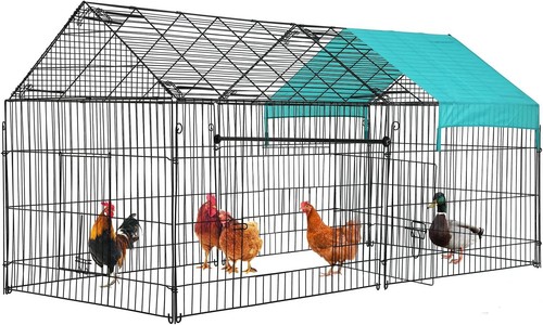 87"x41"Metal Chicken Coop Run Enclosure Pen Waterproof Cover Farm Cage Crate US