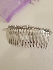 Silver tone hair comb bridal wedding pearl rhinestone hair accessory