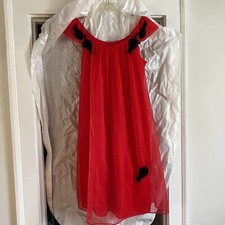 Vintage Red Lorraine Lingerie Nightgown - With Black Lace Trim - Medium