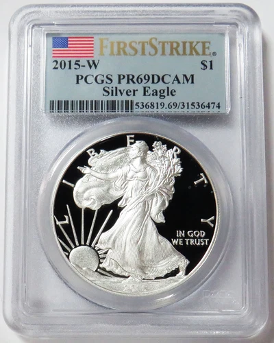 2015 W AMERICAN SILVER EAGLE $1 PROOF 1 oz COIN PCGS PF 69 DCAM FIRST STRIKE