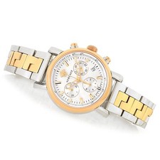 Versace Women's VLB0900 14Day Glam Chronograph MOP Dial Two-Tone Steel Watch NIB