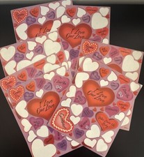 VTG American Greetings VALENTINES DAY HEARTS LOVE SAYINGS Stickers - 7 partials