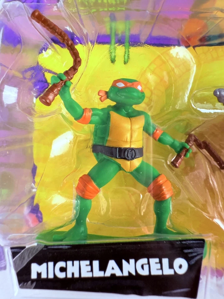 TMNT Mutant Mayhem Turtles Mini Pack 2023 Juego de 3 astillas Michelangelo Bebop Foto 2 de 4