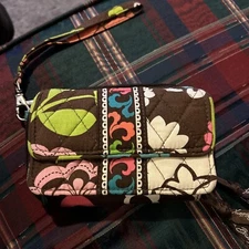 Vera Bradley Brown Lola floral Small Mini Crossbody Wallet