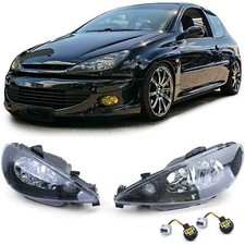 Black Headlights For Peugeot 206 1998-2006 Model Halogen