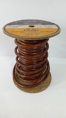PER 1ft - Vintage NOS Packard Ignition Cable Spark Plug Wire Coated Cloth Brown