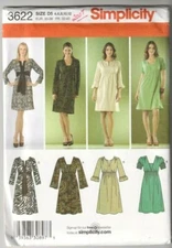 3622 SIMPLICITY - Pullover DRESS Knit or Woven - Sz 4/6/8/10/12