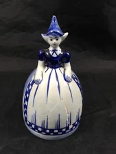 Delft Blauw Blue & White Dutch Maiden Bell Hand Painted *As Is with Crack*