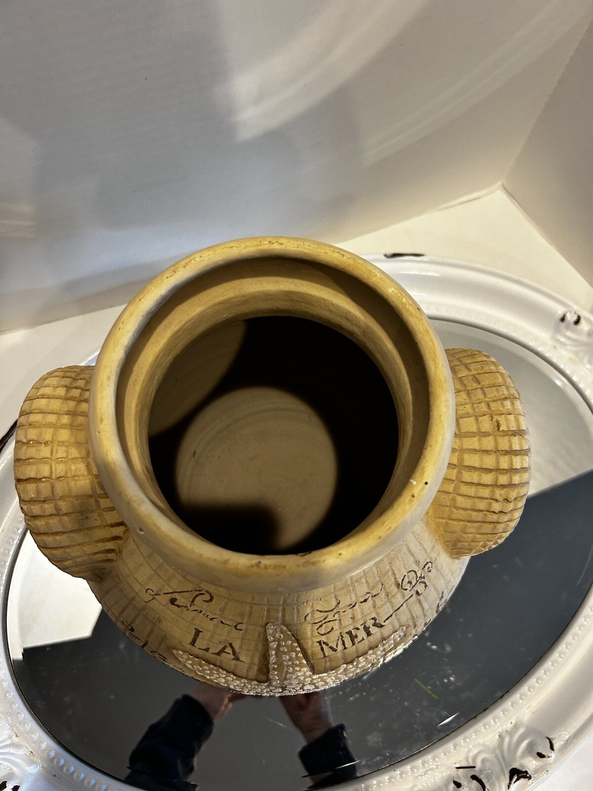 Pier One Pottery Vase Starfish Tropical Beach Condo Decor 2 Handles Summer Home