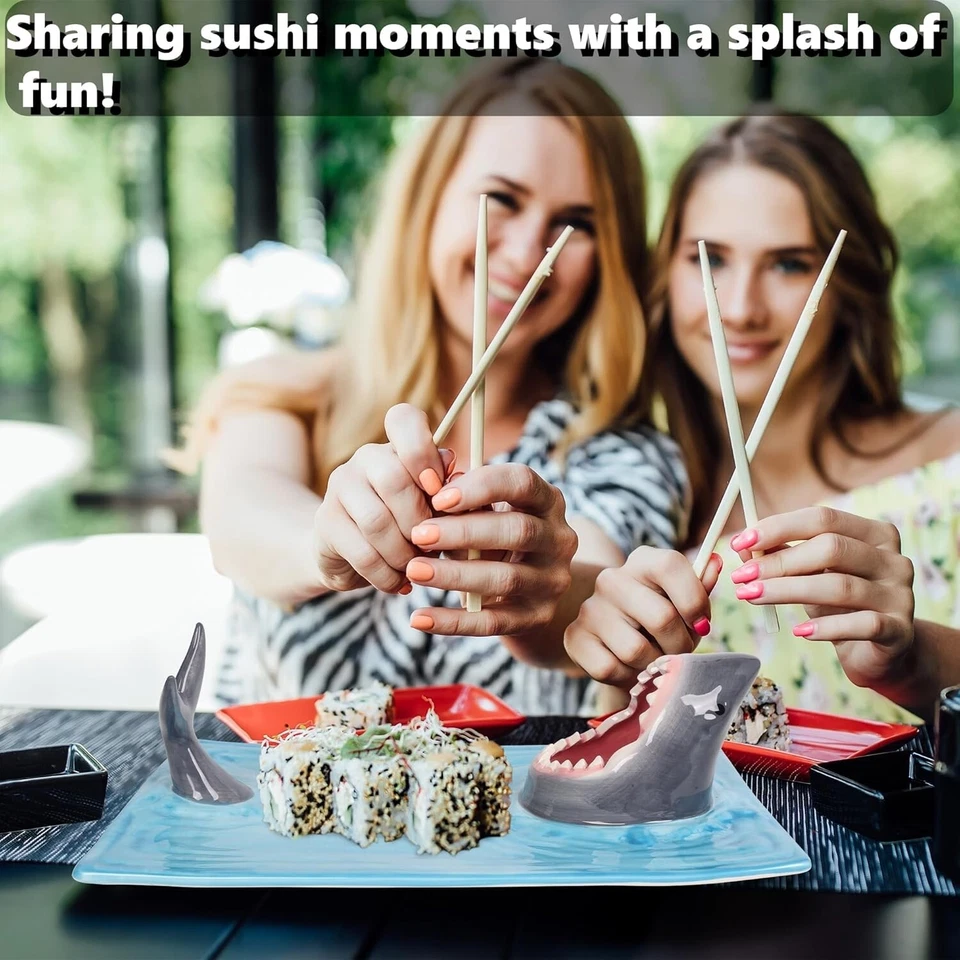 Plato de sushi de cerámica de tiburón con albóndigas apto para lavavajillas y microondas Foto 4 de 4