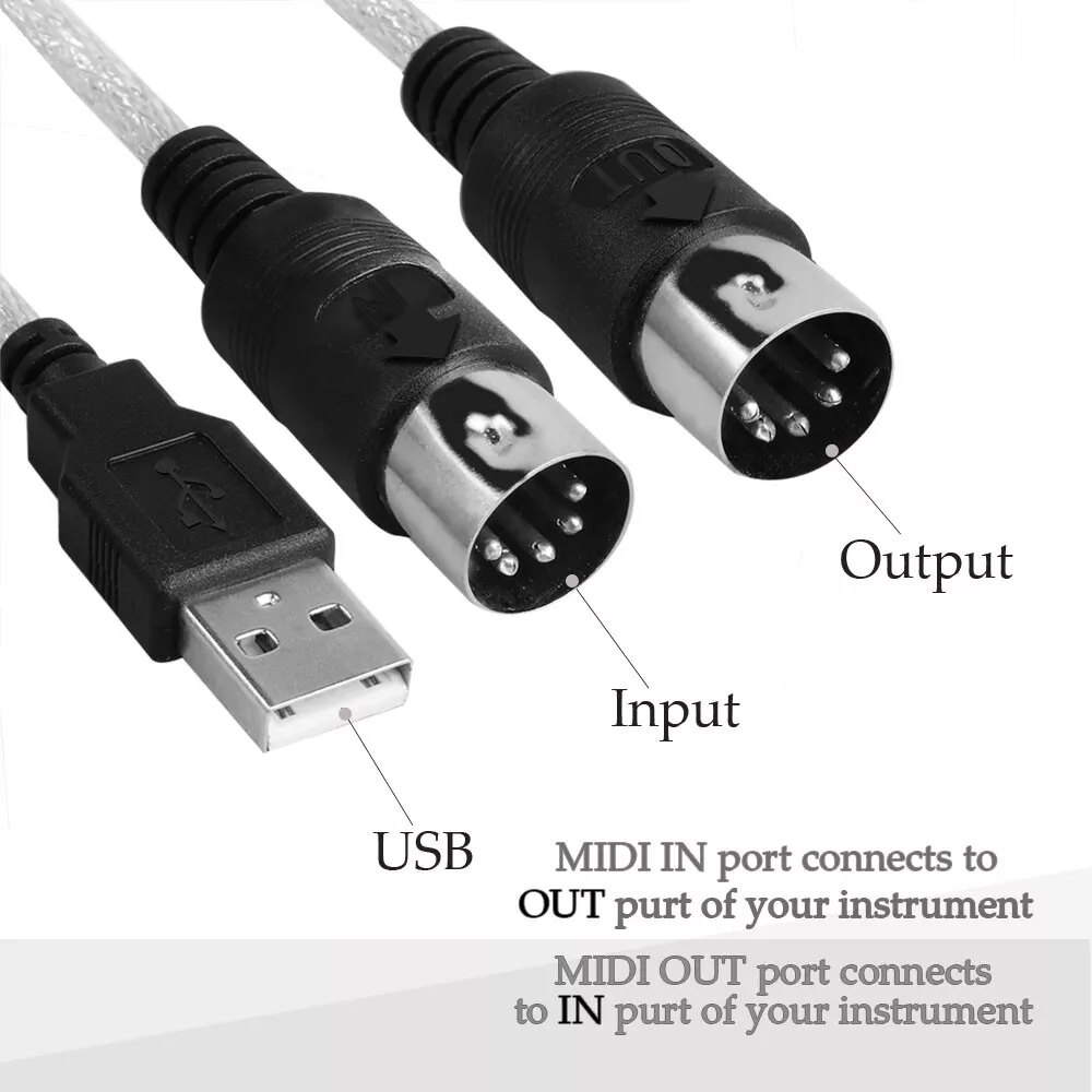 USB MIDI Cable Interface Converter for PC, Electronic, Keyboard, Sound  Module