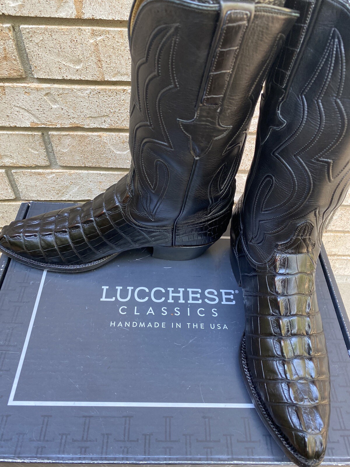 LUCCHESE CLASSICS EXOTIC HANDMADE BLACK 