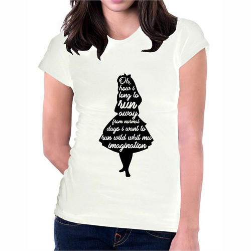 T-shirt bianca alice nel paese delle meraviglie maglietta favola film  animazione | eBay