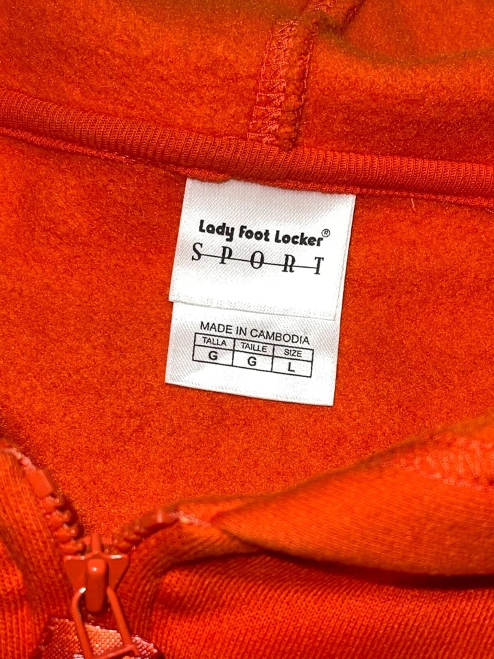 Dama Foot Locker Talla L Naranja Pullover 1/4 Cremallera Sudadera con Capucha Bolsillo Frontal Foto 3 de 3
