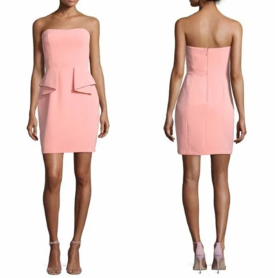 AIDAN MATTOX ~ EUR 34 US 2 ~ Bubblegum Pink! Strapless Peplum Ruffle Dress a85