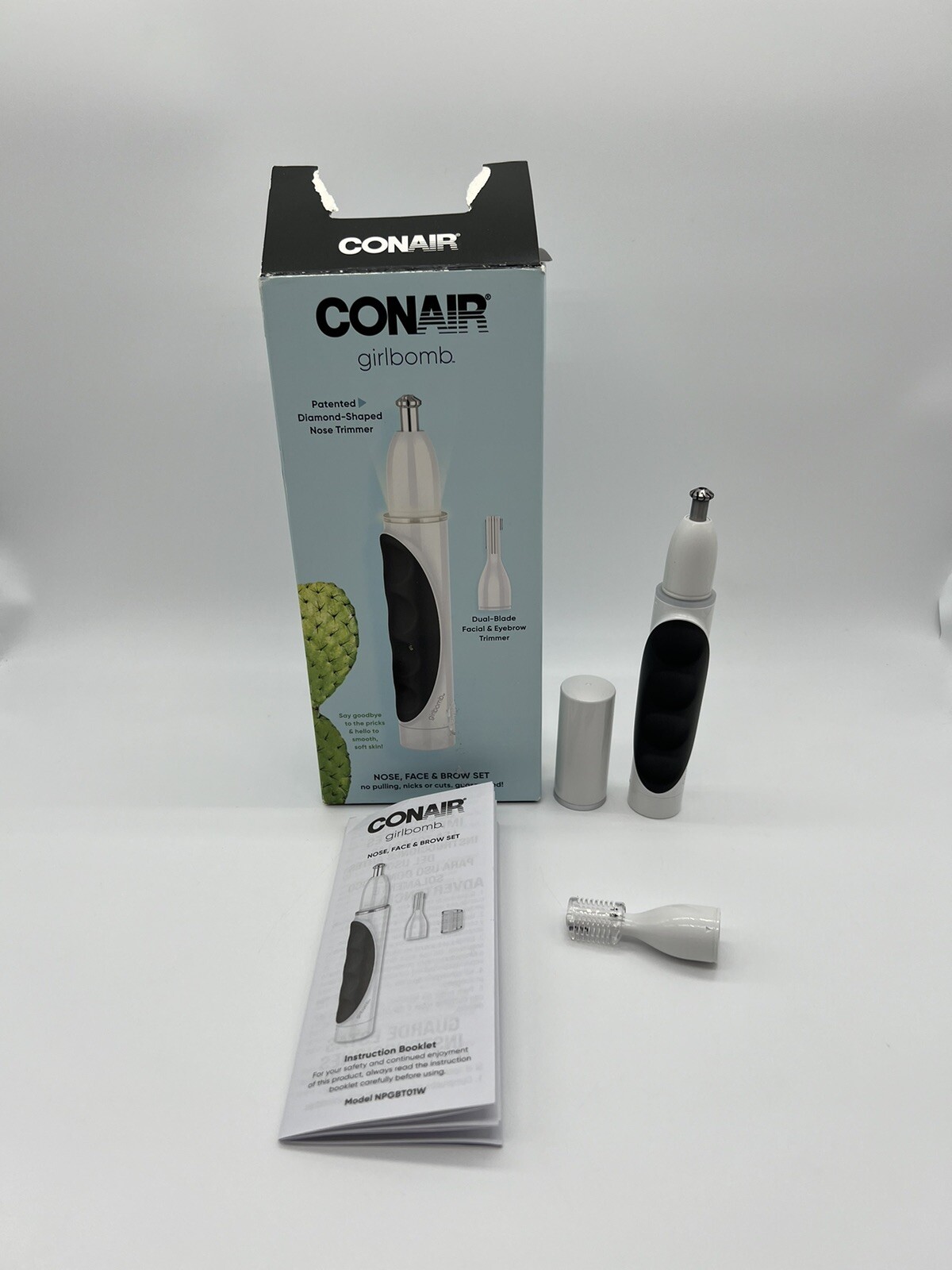 Conair Girlbomb Dual Blade Nose Eyebrow Trimmer with Guide Comb Battery Powered