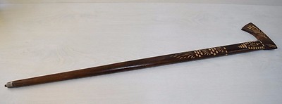 Vintage Collectible  Wooden Decorative Hatchet Shaped Hand Carved Waking Stick