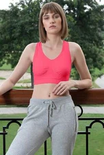 Women Comfortable Sports Bra For Workout Gym Running Coral 1 PCS