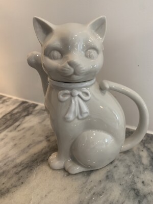 Vintage Ceramic Cat Teapot By Crowing Touch Collection, Made InJapan 6 5/8'' Tall