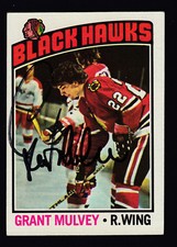 Grant Mulvey Hand Signed 1976-77 Topps Hockey Card #167 Blackhawks COA