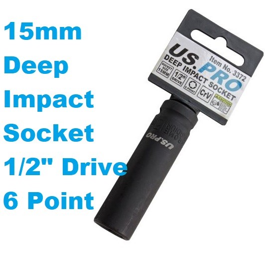 Us Pro Single 1/2" Dr 15Mm 6 Point Deep Impact Socket 3372 - Image 3