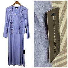 Vintage NEW Maxi Dress Jacket Set size 12 Long Modest Art Purple Event Party NWT