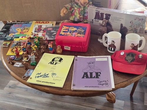 Lot Of ALF Memorabilia Collectables. board game, lunch box, misc