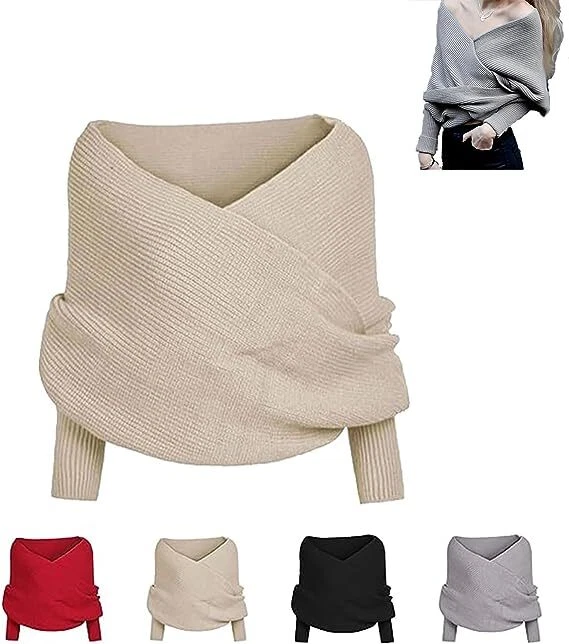 Snowfall sweater scarf with sleeves, new women knit sweater tops scarf |  eBay