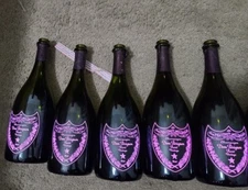 5 Empty Bottle Dom Perignon Rose 750 ML,  Light Up Champagne 750 ML Pink 