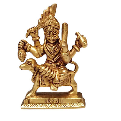 4''Inch Bhairava Brass Statue with Dog | Hindu God Idol for Home Temple & Decor