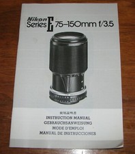 Nikon Lens Series E 75-150mm f/3.5 Owners Instruction Manual