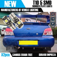 2x NUMBER PLATE T10 5 SMD SUPER BRIGHT LEDs TO FIT THE SUBARU IMPREZA WHITE