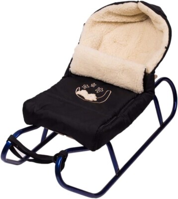 Holzschlitten Kinderschlitten mit Winterfußsack