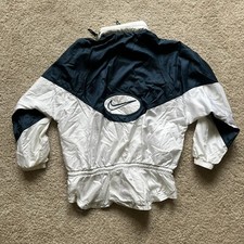 VTG Nike 1990s Full Zio Windbreaker Jacket Womens M 8-10 Lined, Hood, Drawstring