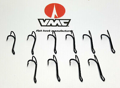 SIZE 12, VMC 8909 BLACK DOUBLE FLY TYING SALMON HOOK in pack of 10, 25, 50,  100