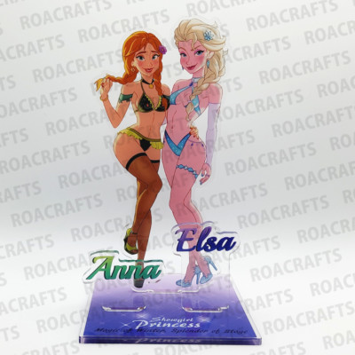 Frozen Sisters Showgirl - Acrylic Standee 6'' NEW + Pin-Up Sticker /Anime Cartoon